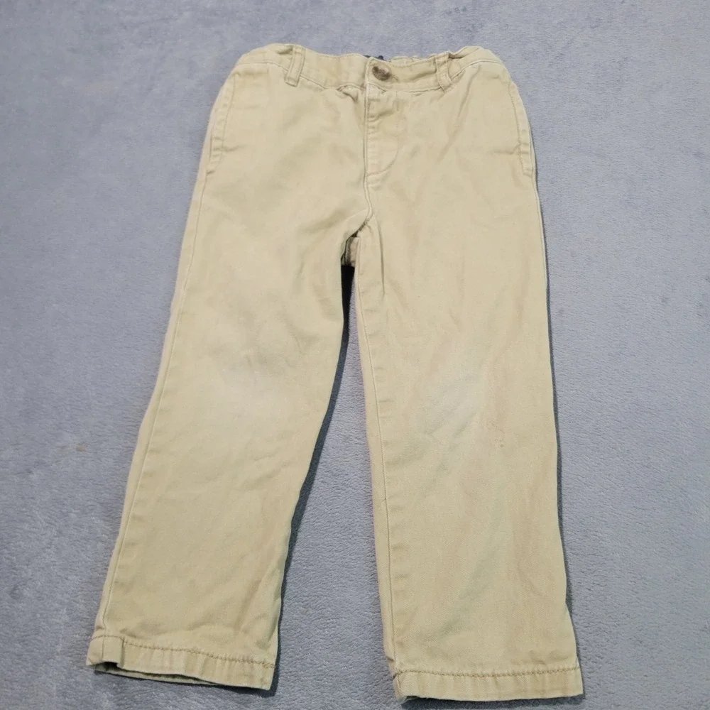 The Childrens Place Pants Boys 3T Khaki Navy Chino Adjustable‎ Waist Bundle 2pk